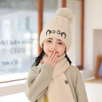 Children s hats autumn and winter girls scarves two-piece set Korean version 2024 new children s ear protectors boys pullover hats winter