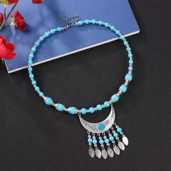 Children s headgear Exotic Tibetan fringed hair accessories Eyebrow pendant Forehead chain Baby girl retro collar necklace