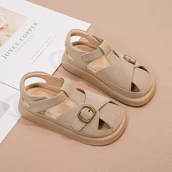 Children s hole shoes boys 2025 new summer beach non-slip middle and older children outdoor wear girls bag head cool slippers 23 хаки