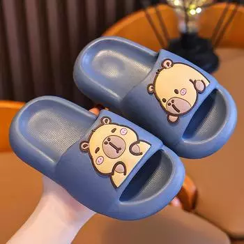 Children s Indoor Slippers Soft Bottom Anti-Slip EVA Baby Slippers New Style Unisex Kids Slippers 24-25 серый