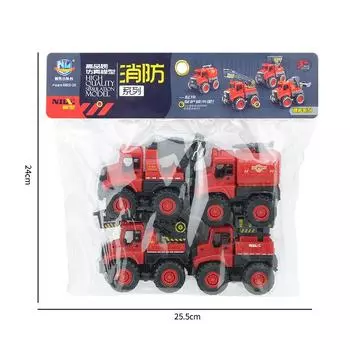 Children S Inertial Fire Engine Toy Set, Simulated Ladder Truck Lift Truck Rescue Team Toy Trolley