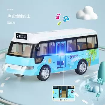 Children S Inertial Light And Music Bus, Simulated Bus Model, Boys And Girls Inertial Toy Car