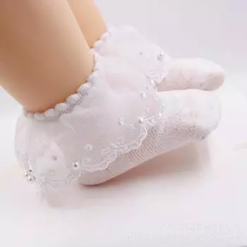 Children s lace socks spring and summer children s girl s pearl Lace Princess socks, baby s mesh thin socks and socks 0 -7 Year 1 to 2 year