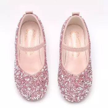 Children s Leather Shoes Fashion Sequins Princess Causal Girls Flat Shoes for Ballet Performance Spring Autumn Kids Party Shoes 25 синий