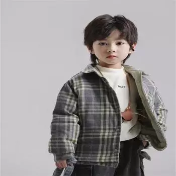 Children s light and thin 90 down jacket new double-sided wear foreign style winter girls boys baby older children autumn and winter short tide 90cm зелёный