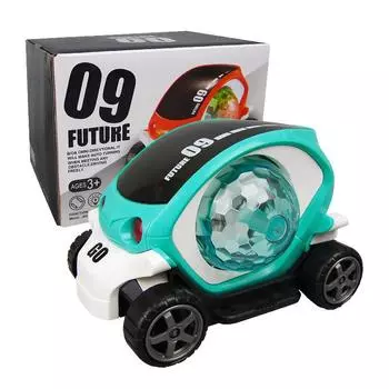 Children s Light Toy Car Model Electric Universal Rotating Colorful Music Cartoon Car Toy зелёный