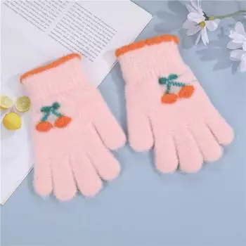 Детские варежки с минутной стрелкой, вязаные, зимние, теплые, корейская версия, улыбающийся ребенок, шерстяные, пятипалые, для мальчиков и девочек, учеников начальной школы One Size