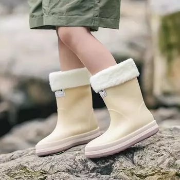 Children s new version of rain shoes boys and girls non-slip soft-soled rain boots camping waterproof shoes medium and small children lightweight inner length 150mm [suitable for 20-21 yards] чёрный
