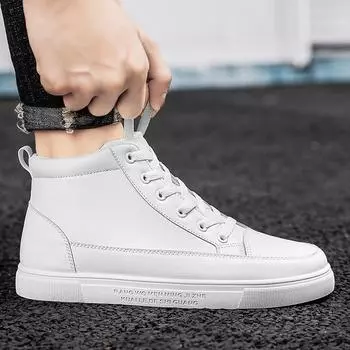 Children s performance shoes solid color little white shoes high top board shoes boys and girls casual Hong Kong boy street dance shoes size 35-46 35 белый