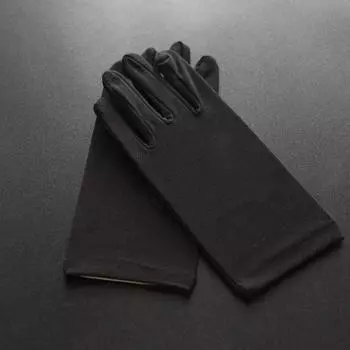 Children s Primary School Students Dance Performance Short Elastic Gloves White Black Spandex Split Finger Light Board Adult Gloves Black All yards