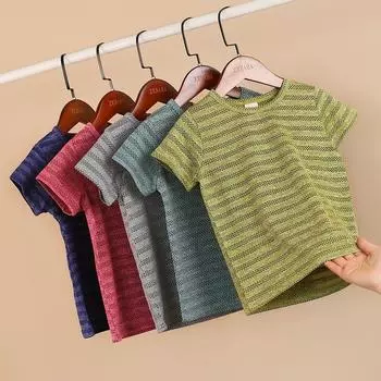 Children s Quick Drying Mesh Short Sleeved T-shirt Summer Ice Silk Boys Half Sleeved Base Shirt Medium To Large Girls Sports Top 90 серый