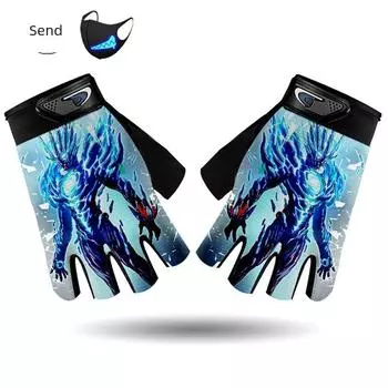 Children s Riding Gloves Bicycle Boys Older Children s Horizontal Bar Half Finger Bicycle Boys Sports Non-Slip Roller Skating Spring and Summer Tide Xia Half-Saga (Sending. Cover) M