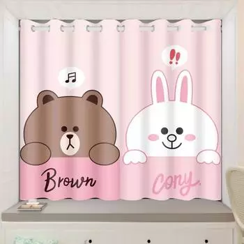 Children s Room High Shading Curtain Boys and Girls Room Bedroom Cartoon Curtain 2023 New Punch Cartoon Pattern Curtain 2 Pieces W55 X H120cm X 2&HOOK
