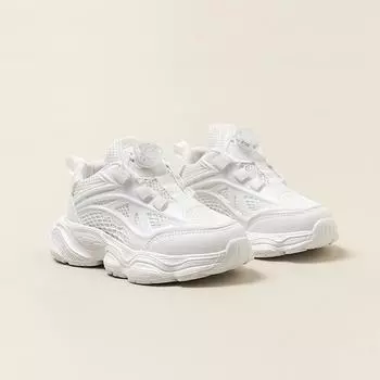 Children s rotating button sneakers 2025 spring and autumn new boys lightweight running shoes medium and older children s leather shoes 26 inner length 16.2CM розовый