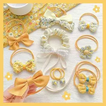 Children s rubber bands, baby hair ropes, girl fabric, flower bows, non damaging hair accessories, cute hair loops, ponytail hea