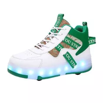 Детские кроссовки-ролики, светящиеся, перезаряжаемые, съемные, четырехколесные, взрослые кроссовки на колесах 31