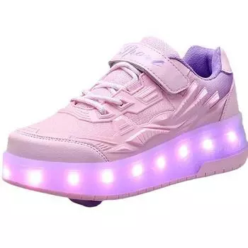 Детские кроссовки-бегунки Уменьшающиеся Роликовые коньки для девочек и мальчиков Заряжаемые Мигающие коньки 29
