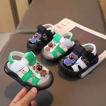 Детские сандалии Baotou Baby Shoes Летняя дышащая обувь для девочек с мягкой подошвой с рисунком Обувь для малышей мужского пола Обувь для новорожденных детей 16 12.5cm чёрный