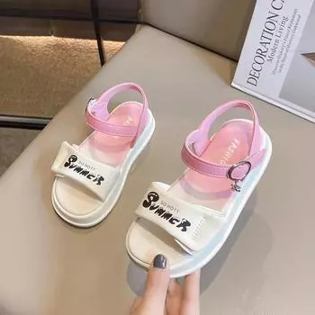 Children s Sandals Girl Summer Thick Bottom Princess Causal Open-toe Sandals Fashion Kid School Beach Sandals Non-slip Versatile 26 розовый