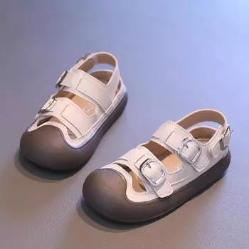 Children s Sandals Patchwork Girls Summer Shoes Anti-kick Kids Fashion Causal School Hollow-out Boy Sandals Non-slip Soft Bottom 23 чёрный