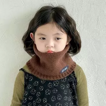 Children s scarves autumn and winter new boys and girls solid color knitted neck protection neck cover baby cold-proof wool scarf 21*15CM