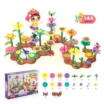 Children S Science And Education Education 144Pcs Varied Mosaic Garden Building Block Toy Creative Diy Flower Arrangement Building Block Set