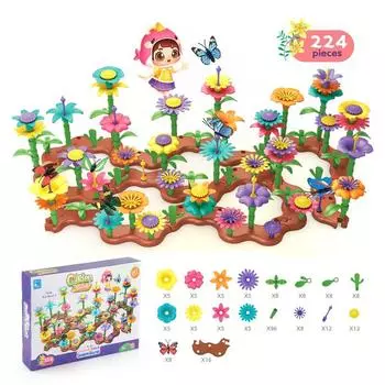 Children S Science And Education Education 224Pcs Varied Mosaic Garden Building Block Toys, Creative Diy Flower Arrangement Building Block Set