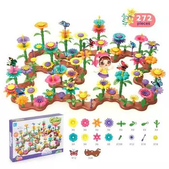 Children S Science And Education Education 272Pcs Variety Mosaic Garden Building Block Toy Creative Diy Flower Arrangement Building Block Set