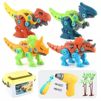 Children S Science And Education Nut Disassembly And Assembly Dinosaur Combination Portable Storage Box Set, Electric Screw Diy Dinosaur Toy