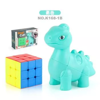 Children S Science And Education Puzzle Dinosaur Rubik S Cube 2-In-1 Set, Smooth Rotating Third-Order Cartoon Animal Rubik S Cube Toy