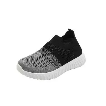 Children s Shoes Breathable Student Shoestrendy Casual Flats Korean Style Kids Knit Single Shoes Sneakers Sports Fashion Shoes 22 розовый