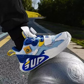 Children s Shoes Spring Boys Basketball Shoes Rotating Buttons Medium and Large Children s Sports Shoes Mesh Breathable Student Running Shoes 31