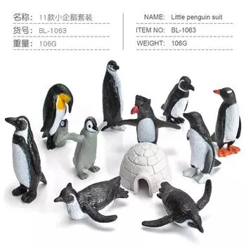 Children S Simulated Marine Animal Model Mini Igloo Arctic Polar Penguin Set 11-Piece Animal Ornament Toy
