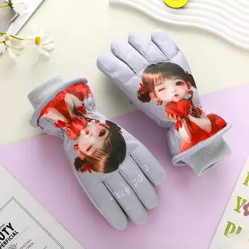 Children s Ski Gloves for Warmth and Waterproof Winter Plus Velvet Thickened Men and Girls Outdoor Play Snow Windproof Cold Protection Gloves one size