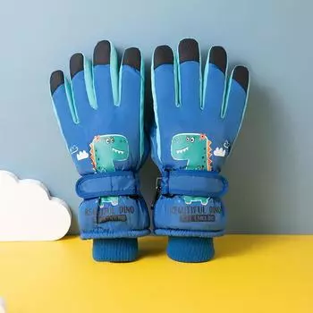 Children s Ski Gloves Winter Fleece Touch Screen Cycling Five Finger Anti Slip and Windproof Gloves Cute and Warm Gloves for Kids and Students average size