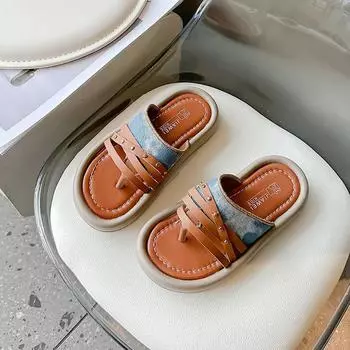 Children s Slippers 2024 Summer Soft Bottom Girls Home Bohemian Style Beach Slippers Versatile Fashion Causal Kids Flip Flops 23