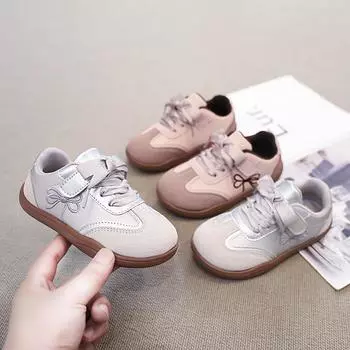 Children s Sneakers 2024 New Embroidery Flats Girls Fashion Silk Satin Lace-up Casual Sport Shoes Student Kids Board Shoes 23 розовый