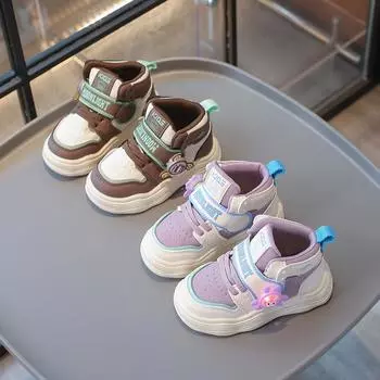 Детские кроссовки Осень Девочки Повседневная обувь со светодиодной подсветкой Кроссовки для бега для мальчиков Повседневная обувь 21 хаки