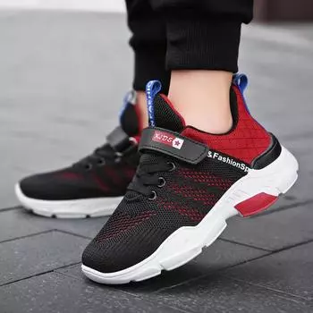 Детские кроссовки, весна и лето 2024, новые модные кроссовки для мальчиков, удобные кроссовки с летящей сеткой для детей среднего и большого размера 28