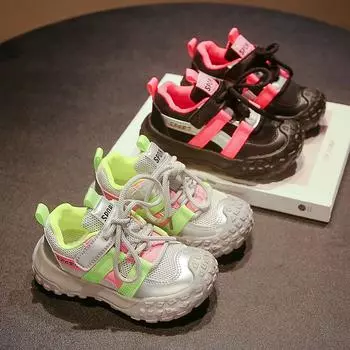 Children s Sneakers Spring Autumn Chunky Girls Basketball Shoes 2024 New Kids Causal Running Shoes School Versatile Thick Bottom 21 чёрный