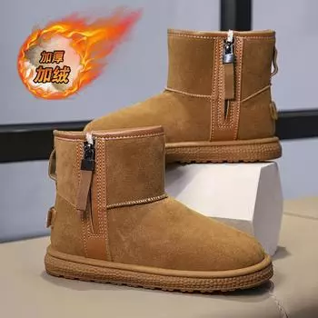 Children s snow boots winter high-top Northeast warm velvet thickened cold-proof and frost-resistant medium and older children s cotton shoes 32 чёрный