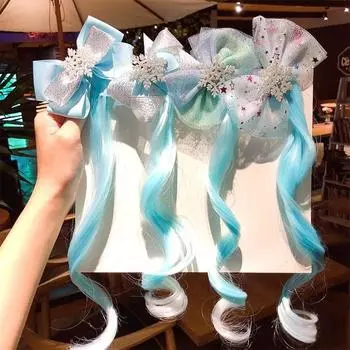 Children s Snowflake Hair Accessories Wig Hairpin Girls Cartoon Fashion Personality Princess Headwear Elegant Styling Accessory 01