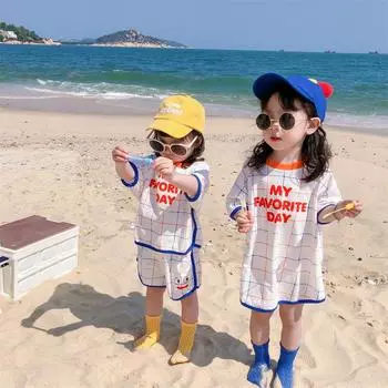 Children s Soft and Comfortable Summer Suit In Small Children Children s Short-sleeved T-shirt + Shorts Cute Fresh Thin Section Two-piece Set 140