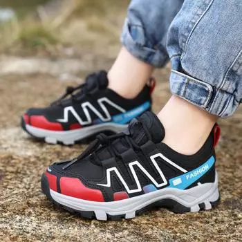 Children s sports shoes 2024 spring and summer new boys rotating button running shoes medium older children s casual shoes girls shoes 30 [Inner length 18.9cm]