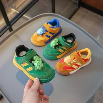 Детская спортивная обувь Осенняя мода Красочные повседневные туфли для мальчиков Кроссовки для девочек с рисунком черепахи 21 синий