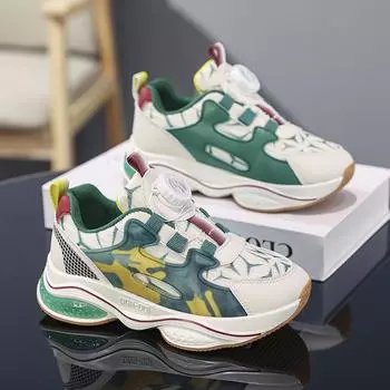 Children s sports shoes Rotating button men s and women s middle-aged and older children s running shoes Four seasons tide shoes Non-slip platform cas 31