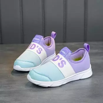 Children s spring and summer new 2025 girls shoes elastic mesh one-pedal sports shoes children s baby lightweight running shoes 28