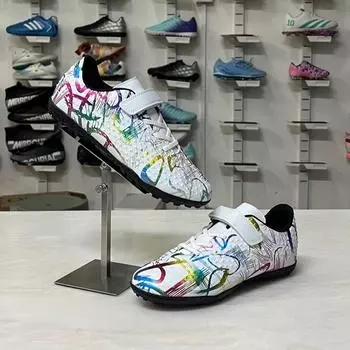 Children s students explosive football shoes boys and girls broken nails Velcro artificial turf campus game training shoes 28