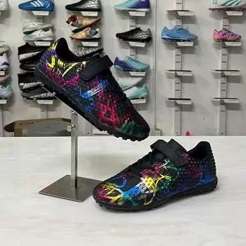 Children s students explosive football shoes boys and girls broken nails Velcro artificial turf campus game training shoes 28