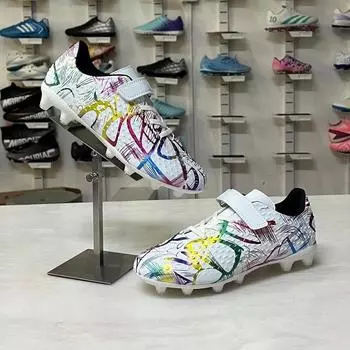 Children s students explosive football shoes boys and girls broken nails Velcro artificial turf campus game training shoes 28